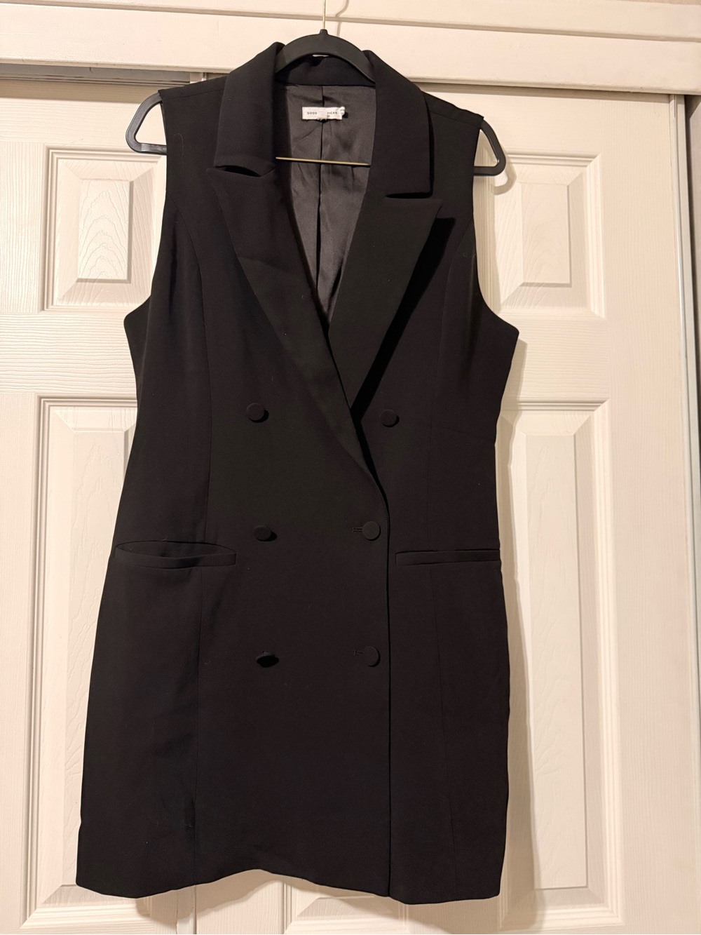 Good American Double-Breasted Black Blazer Dress